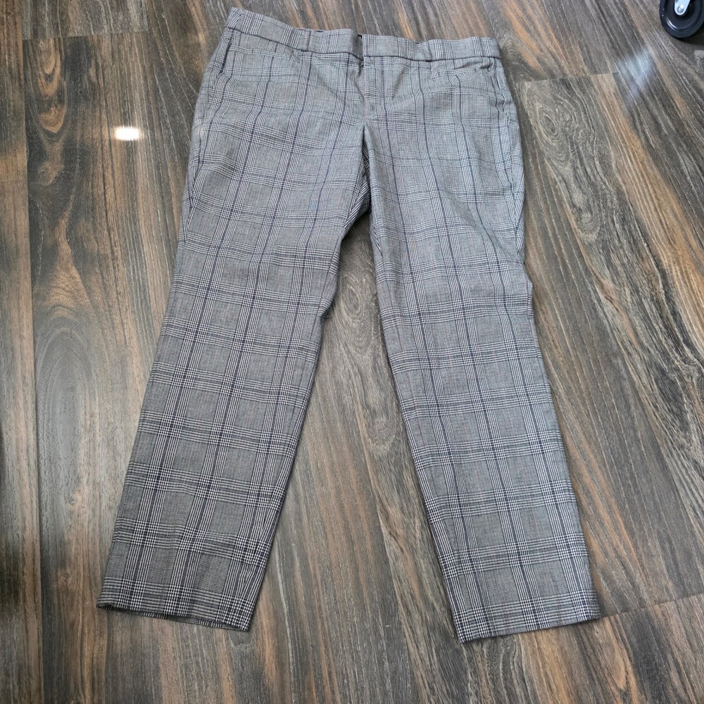 Banana Republic Sloan Grey Glen Plaid Slim Ankle Pants Womens 14 425813-00